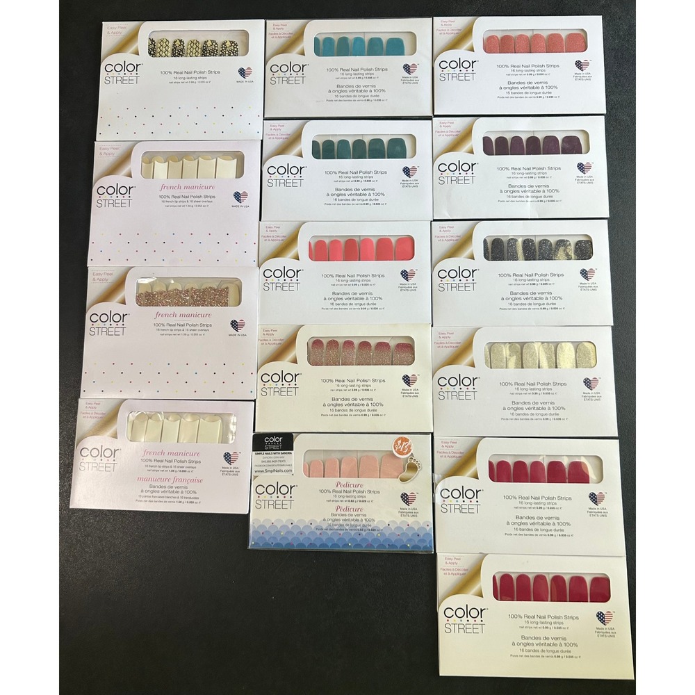 Color Street Nail Polish Strips Assorted French Glitter Pedicure LOT/15 Bundle